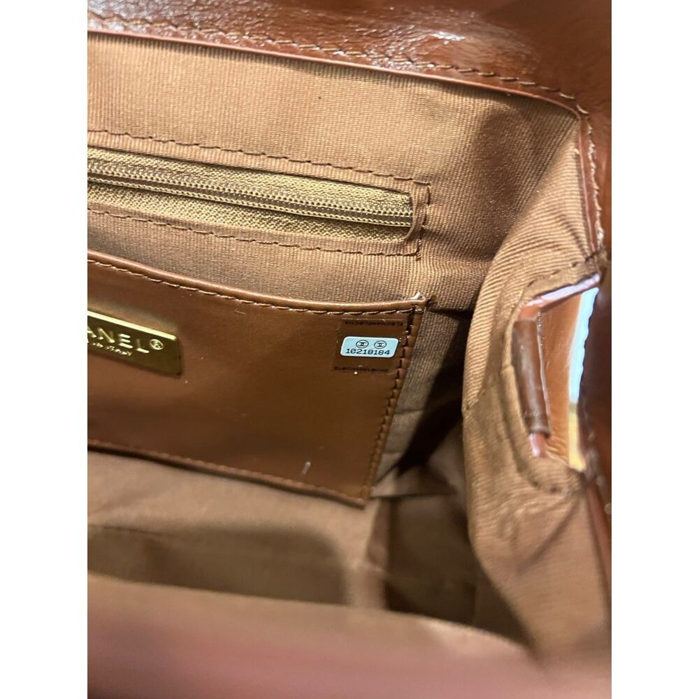 Chanel Brown Quilted Leather Mini Top Handle Bag Gold CC Chain Crossbody Italy - Picture 6 of 9